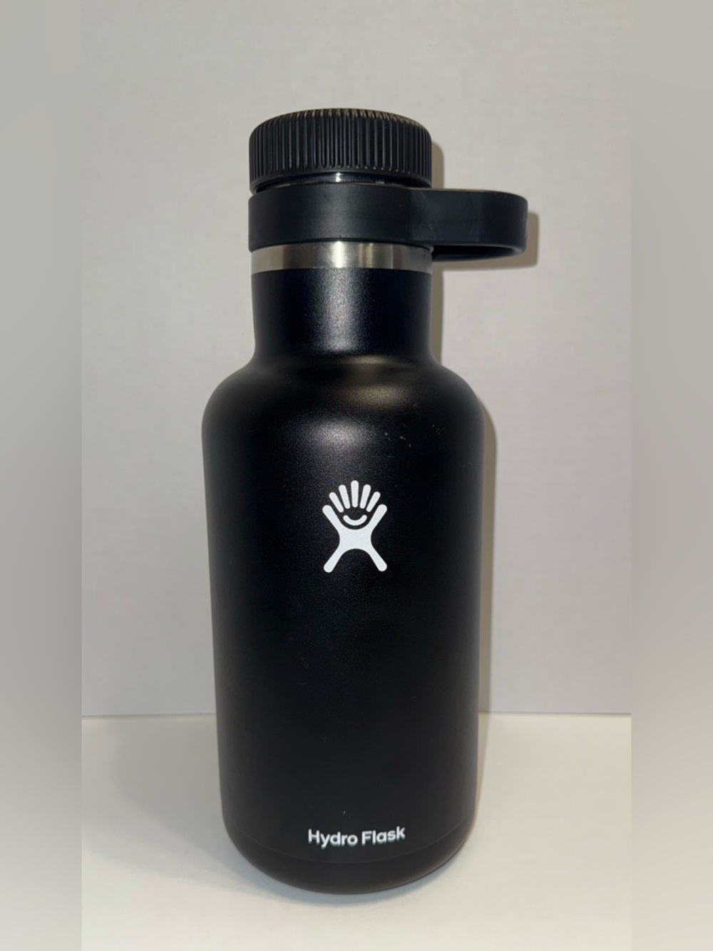 Hydro Flask 64oz Growler, Matte Black Insulated Bottle with White Logo